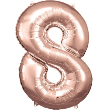 Number Rose Gold Giant Number Foil Balloon 8, 83*55 cm