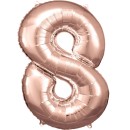 Number Rose Gold Giant Number Foil Balloon 8, 83*55 cm