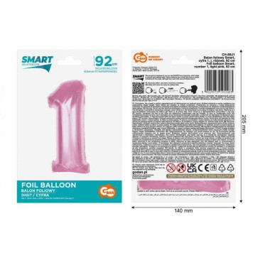 Number Light Pink Pink Number 1 Foil Balloon 92 cm