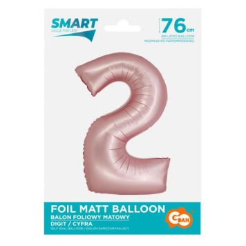 Number Light Pink Mat Pink number 2 foil balloon 76 cm