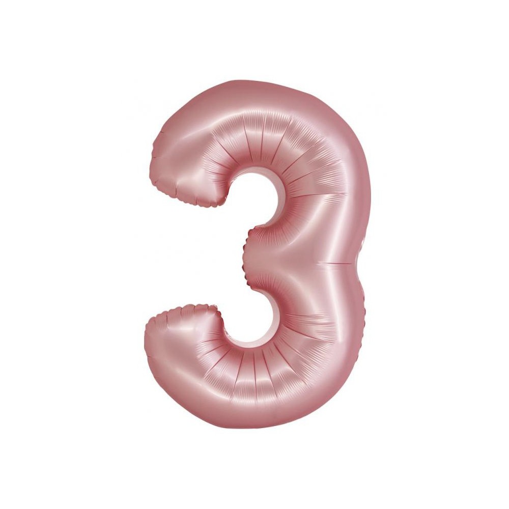 Number Light Pink Mat Pink Number 3 Foil Balloon 76 cm