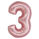 Number Light Pink Mat Pink Number 3 Foil Balloon 76 cm