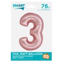 Number Light Pink Mat Pink Number 3 Foil Balloon 76 cm