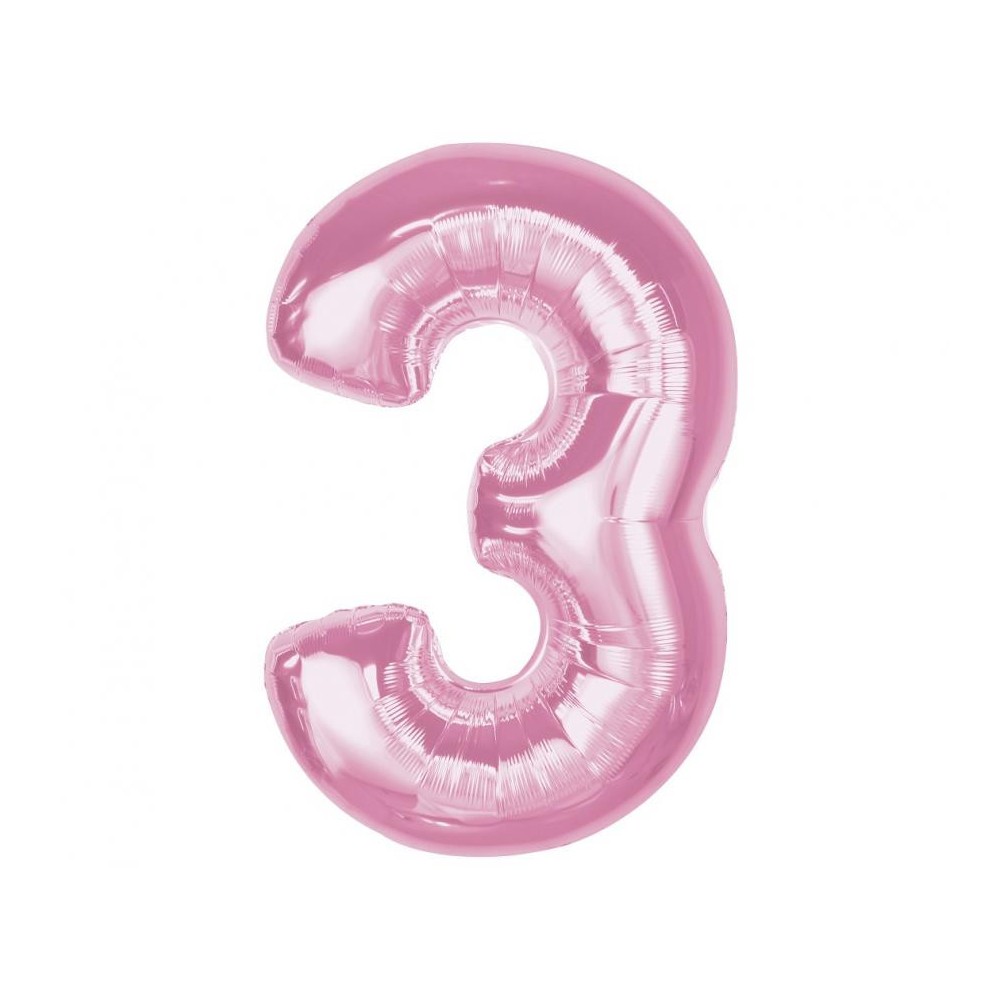 Number Light Pink Pink Number 3 Foil Balloon 92 cm