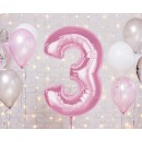 Number Light Pink Pink Number 3 Foil Balloon 92 cm