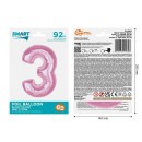 Number Light Pink Pink Number 3 Foil Balloon 92 cm