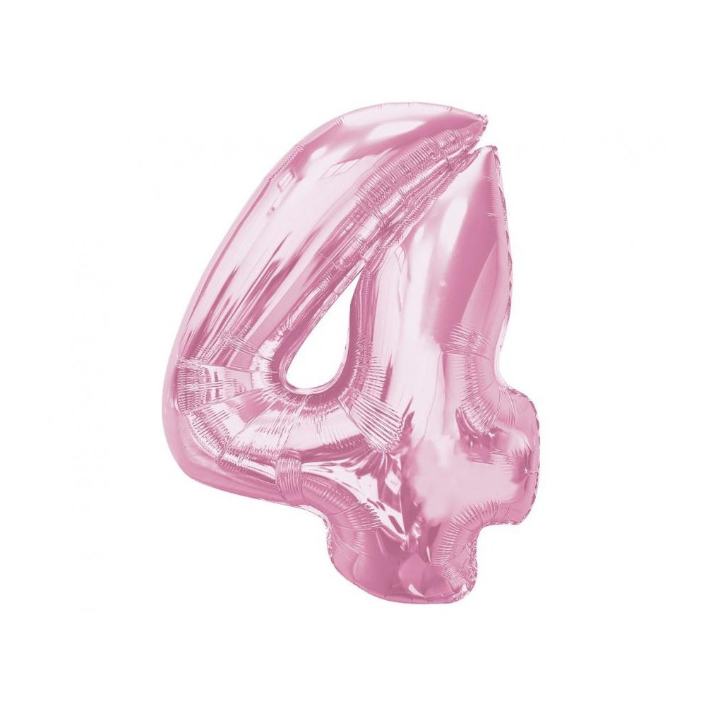 Number Light Pink Pink Number 4 Foil Balloon 92 cm
