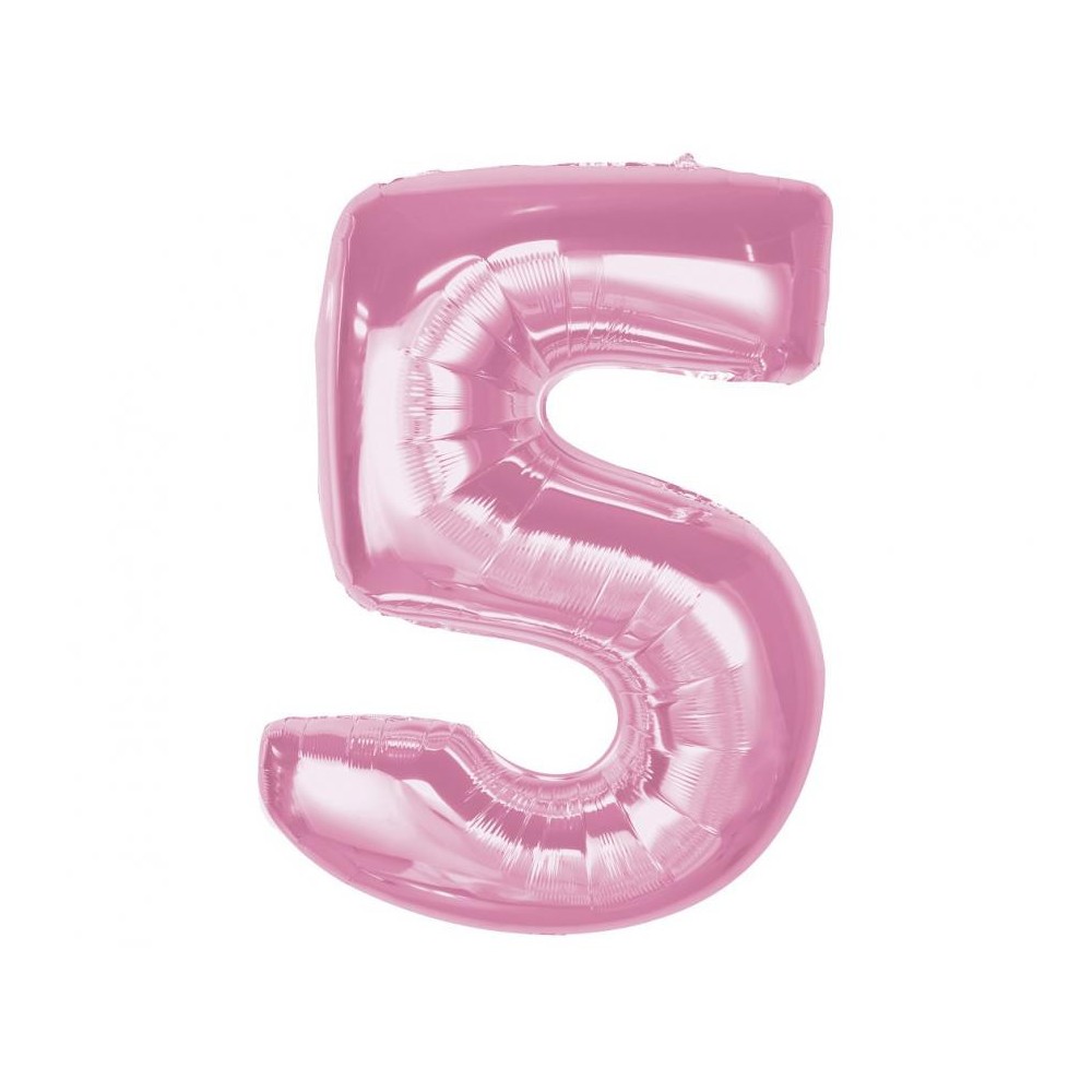 Number Light Pink Pink Number 5 Foil Balloon 92 cm