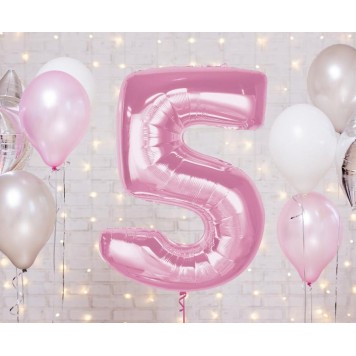 Number Light Pink Pink Number 5 Foil Balloon 92 cm