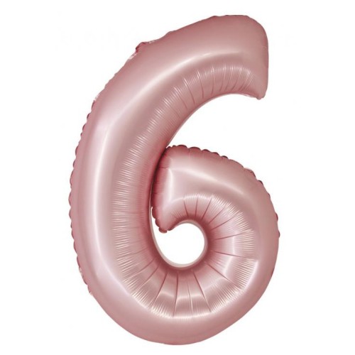 Number Light Pink Mat Pink Number 6 Foil Balloon 76 cm