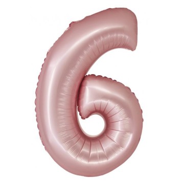 Number Light Pink Mat Pink Number 6 Foil Balloon 76 cm