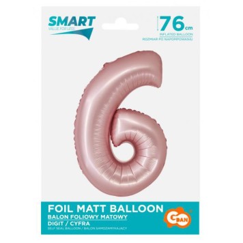 Number Light Pink Mat Pink Number 6 Foil Balloon 76 cm
