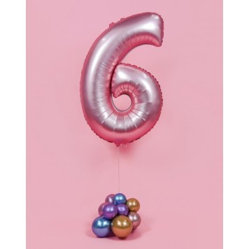 Number Light Pink Mat Pink Number 6 Foil Balloon 76 cm