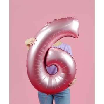 Number Light Pink Mat Pink Number 6 Foil Balloon 76 cm