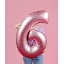 Number Light Pink Mat Pink Number 6 Foil Balloon 76 cm