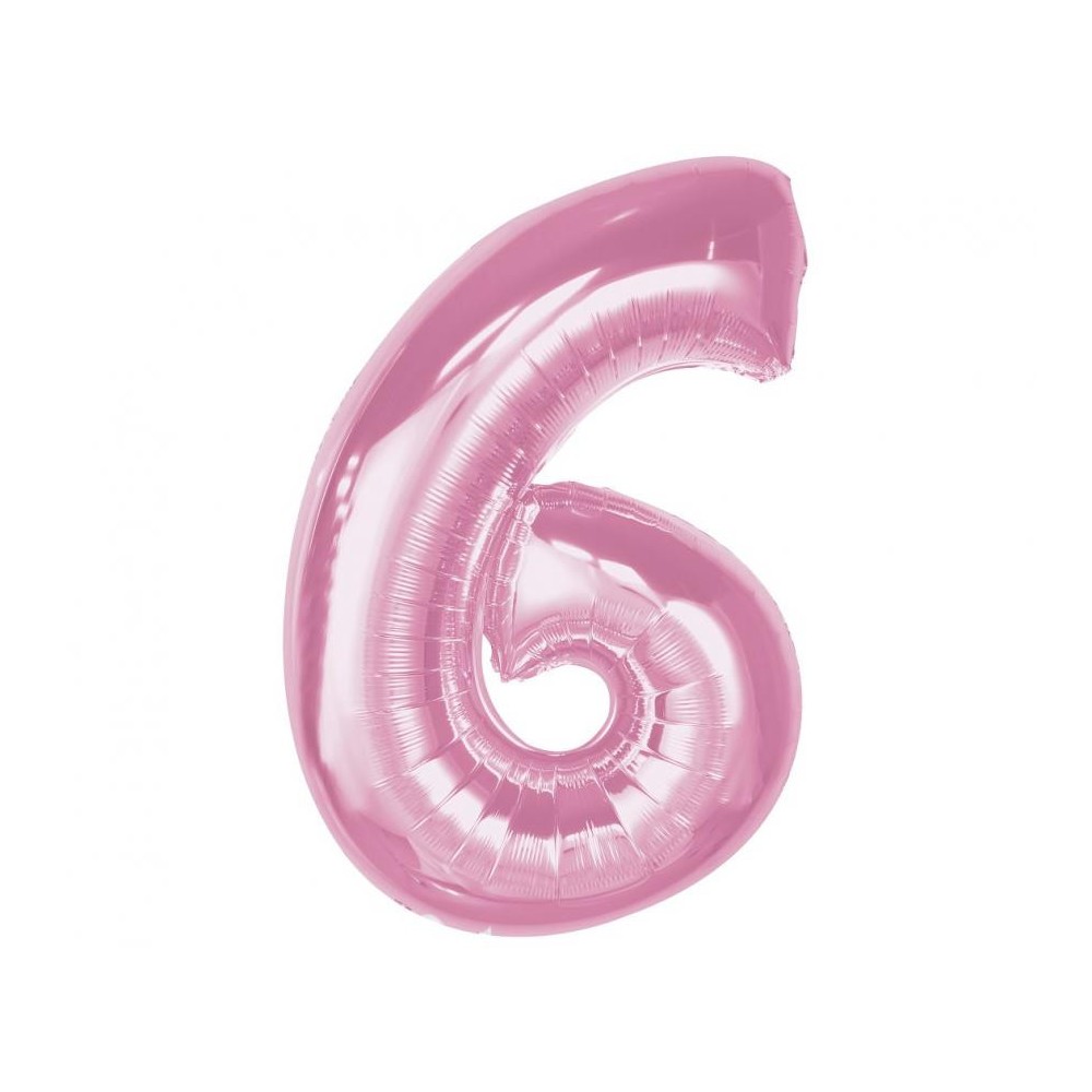Number Light Pink Pink Number 6 Foil Balloon 92 cm