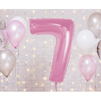 Number Light Pink Pink Number 7 Foil Balloon 92 cm