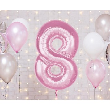 Number Light Pink Light Pink Number 8 Foil Balloon 92 cm