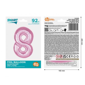 Number Light Pink Light Pink Number 8 Foil Balloon 92 cm