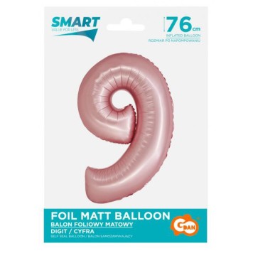 Number Light Pink Mat Pink number 9 foil balloon 76 cm