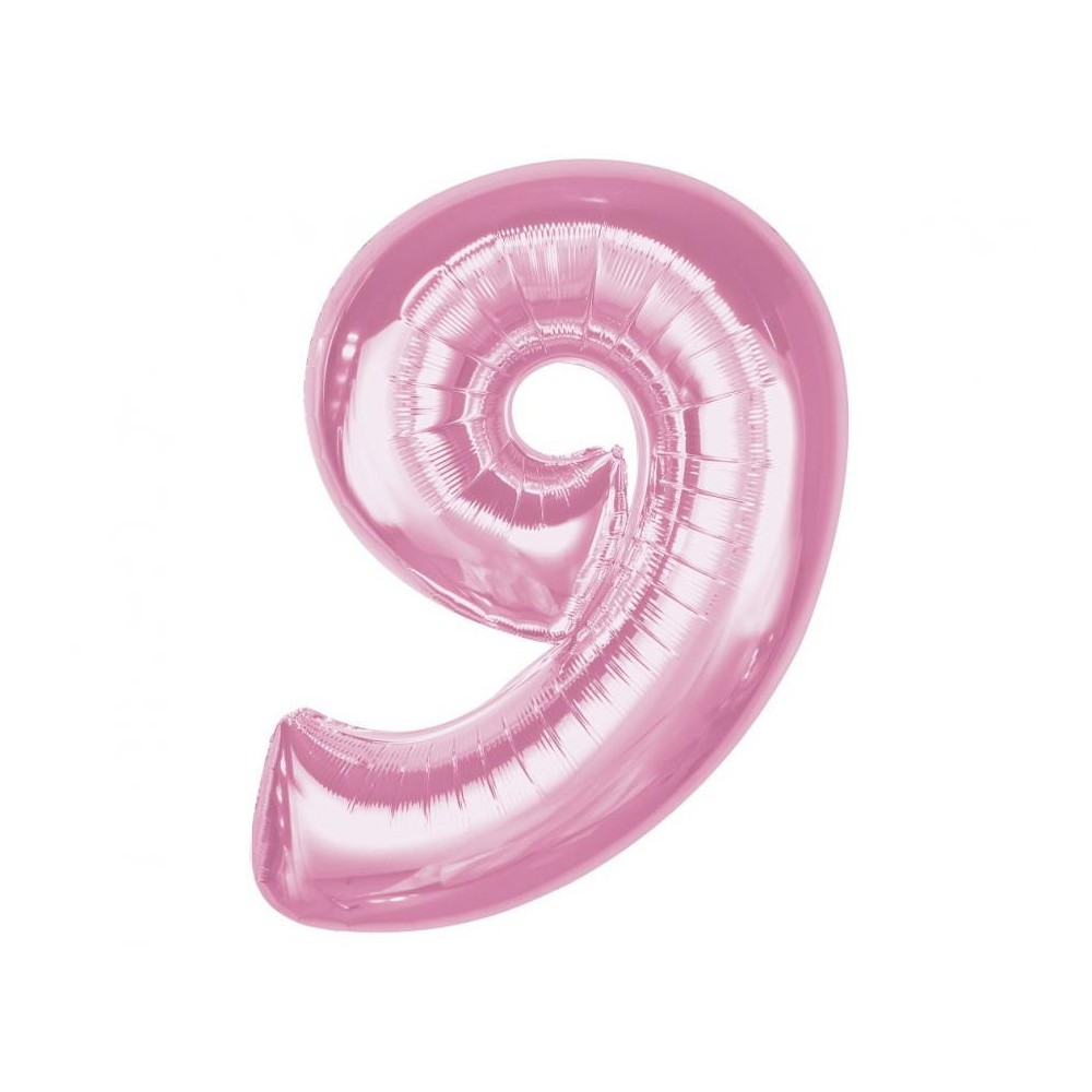Number Light Pink Pink Number 9 Foil Balloon 92 cm