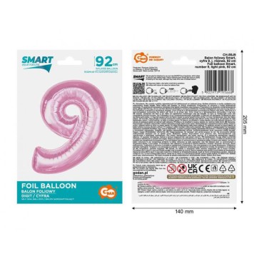 Number Light Pink Pink Number 9 Foil Balloon 92 cm