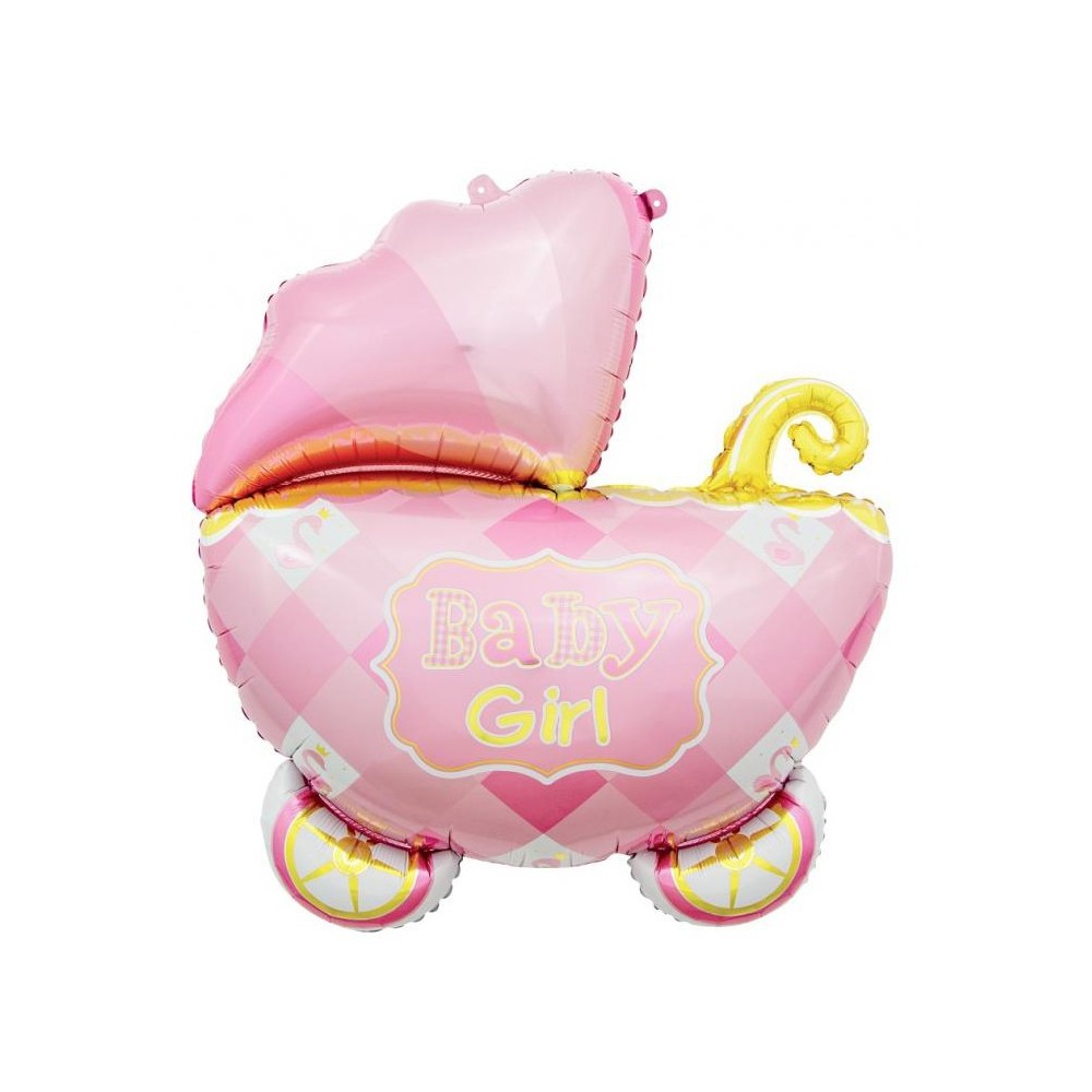 Baby Carriage Pink Pink Baby Carriage Foil Balloon 60 cm