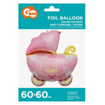 Baby Carriage Pink Pink Baby Carriage Foil Balloon 60 cm