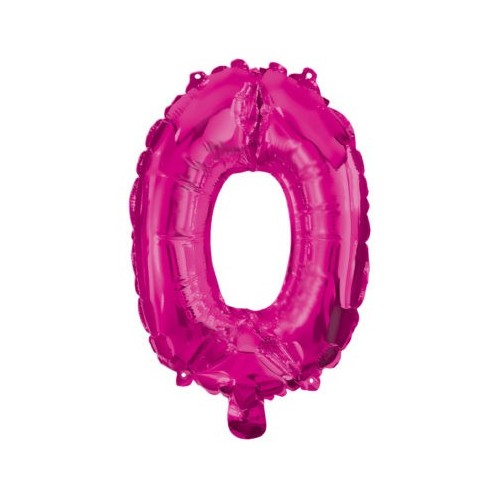 Number Hot Pink foil balloon number 0, 95 cm