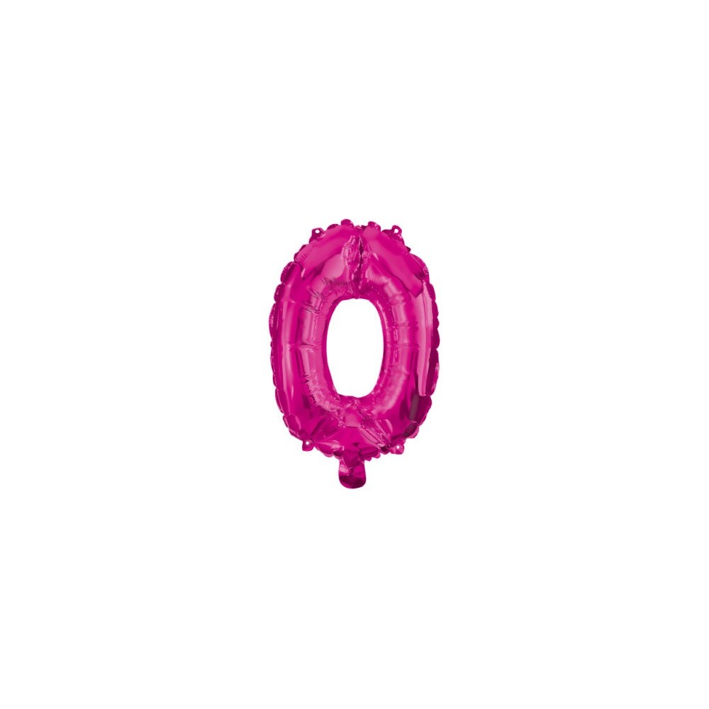 Number Hot Pink foil balloon number 0, 95 cm