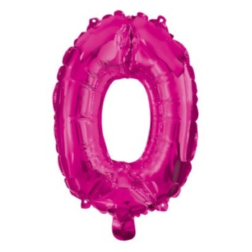 Number Hot Pink foil balloon number 0, 95 cm