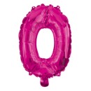 Number Hot Pink foil balloon number 0, 95 cm