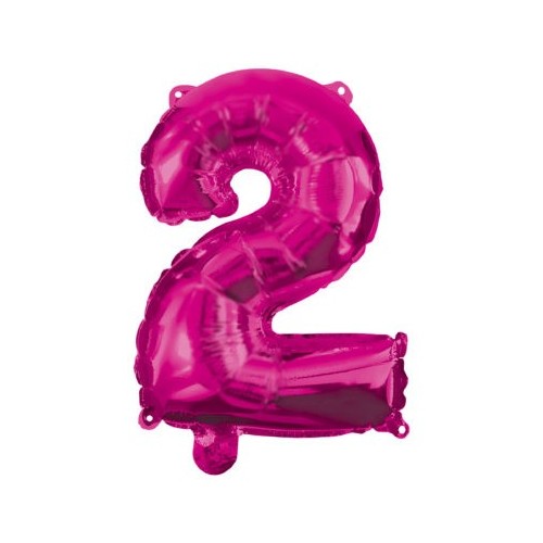 Number Hot Pink number 2 foil balloon 95 cm