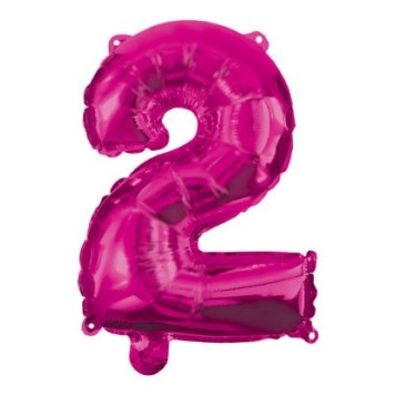 Number Hot Pink number 2 foil balloon 95 cm