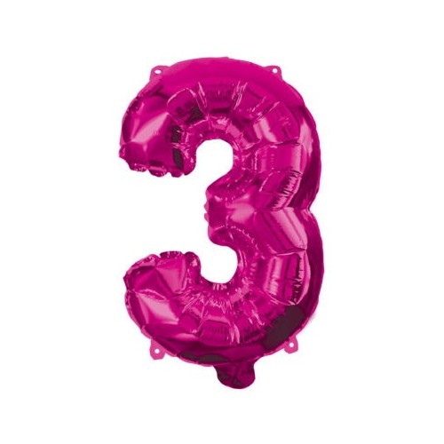 Number Hot Pink Number 3 Foil Balloon 95 cm
