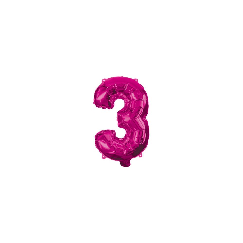 Number Hot Pink Number 3 Foil Balloon 95 cm
