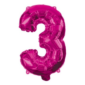 Number Hot Pink Number 3 Foil Balloon 95 cm