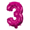 Number Hot Pink Number 3 Foil Balloon 95 cm