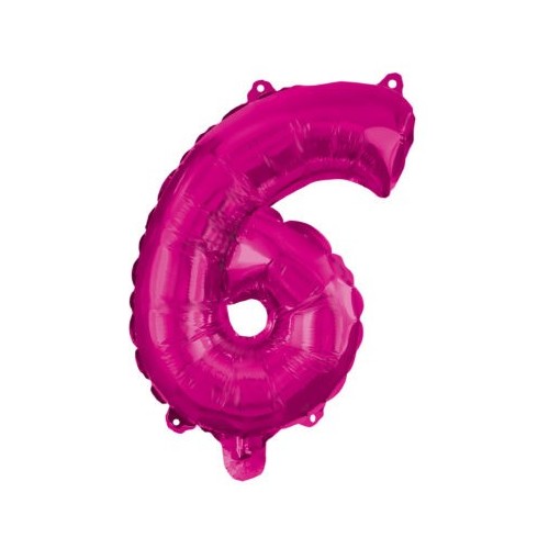 Number Hot Pink number 6 foil balloon 95 cm