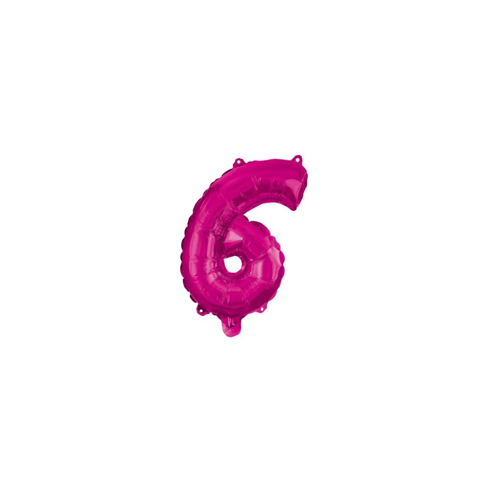Number Hot Pink number 6 foil balloon 95 cm