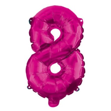 Number Hot Pink number 8 foil balloon 95 cm