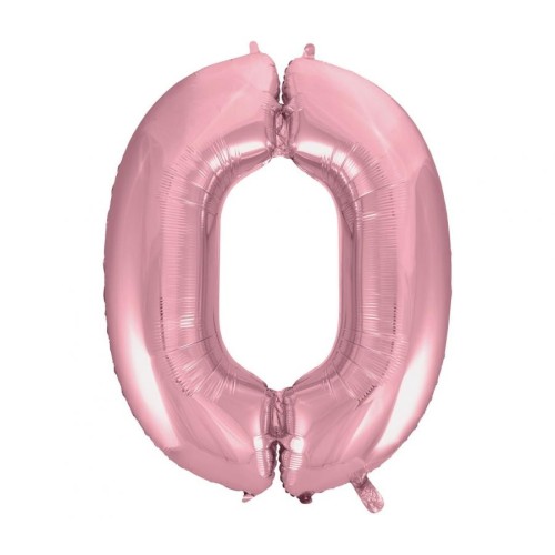 Number Light Pink, Pink Foil Balloon Number 0 - 92 cm