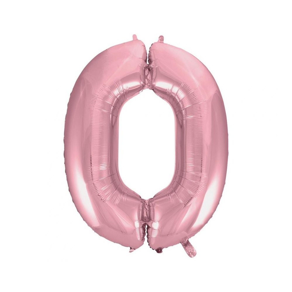 Number Light Pink, Pink Foil Balloon Number 0 - 92 cm