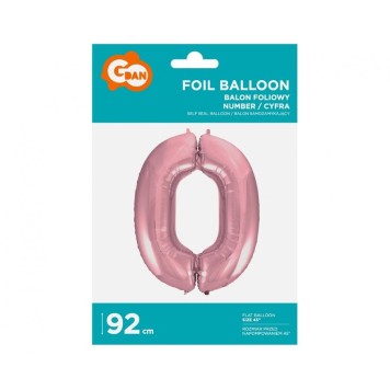 Number Light Pink, Pink Foil Balloon Number 0 - 92 cm