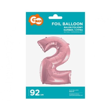 Number Light Pink, Pink number 2 foil balloon 92 cm
