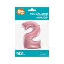 Number Light Pink, Pink number 2 foil balloon 92 cm