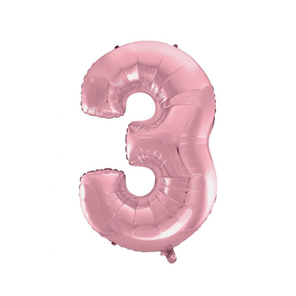 Number Light Pink, Pink Number 3 Foil Balloon 92 cm