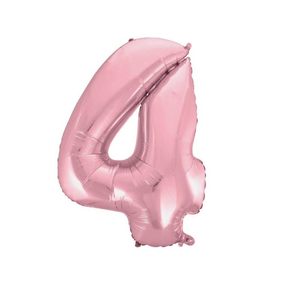 Number Light Pink, Number 4 Foil Balloon 92 cm
