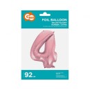 Number Light Pink, Number 4 Foil Balloon 92 cm