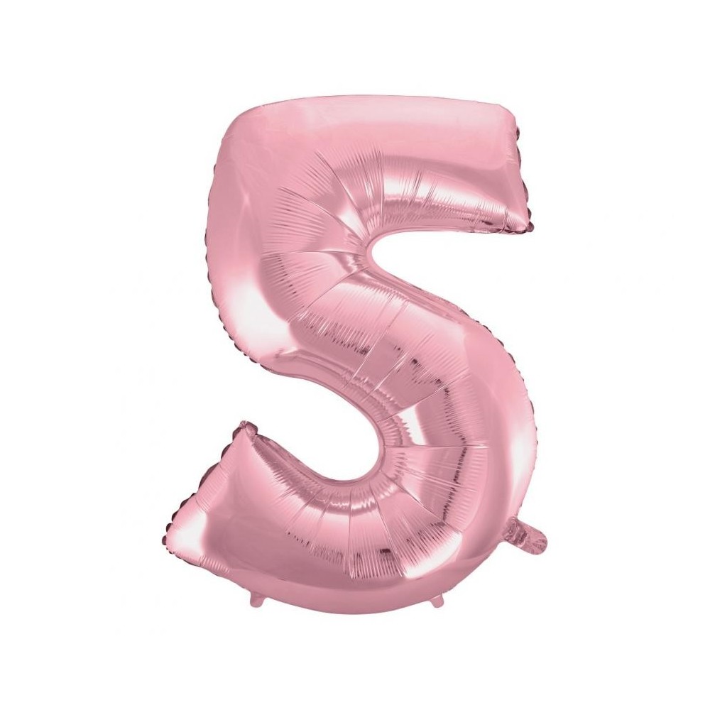 Number Light Pink, Pink Number 5 Foil Balloon 92 cm